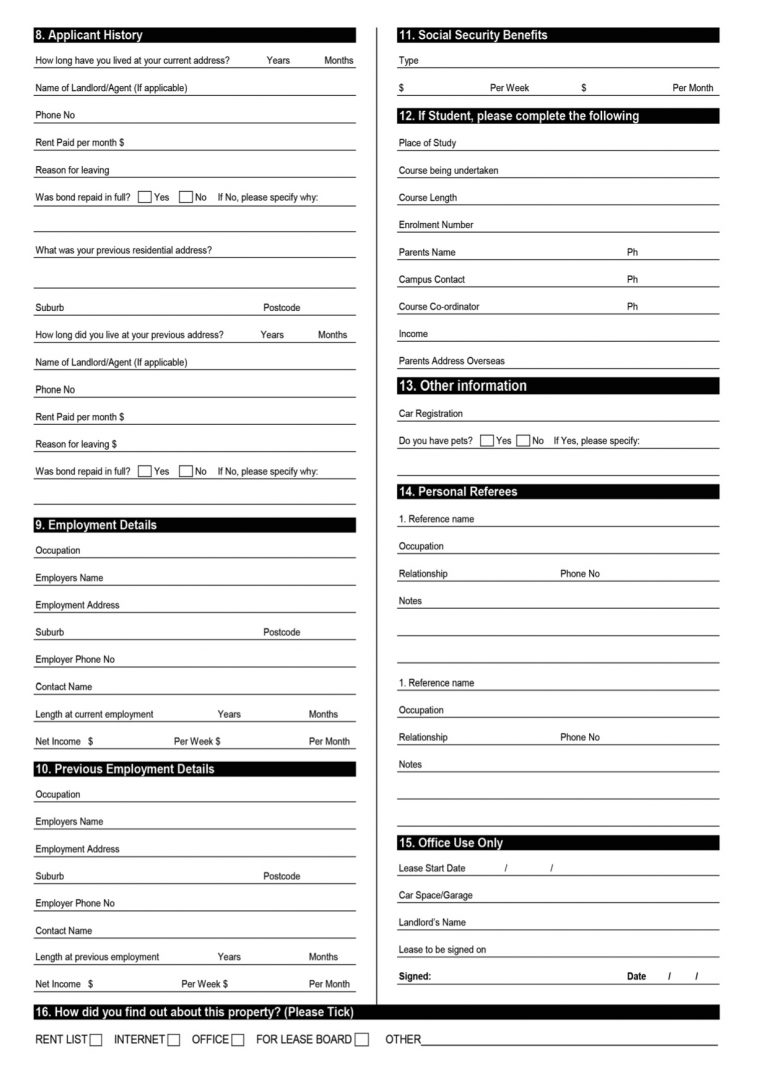 Residential Tenancy Application Hyde Property Management